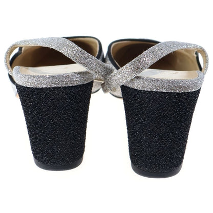 Chanel Slingback Glitter Pumps Flat Shoes Silver — view 3