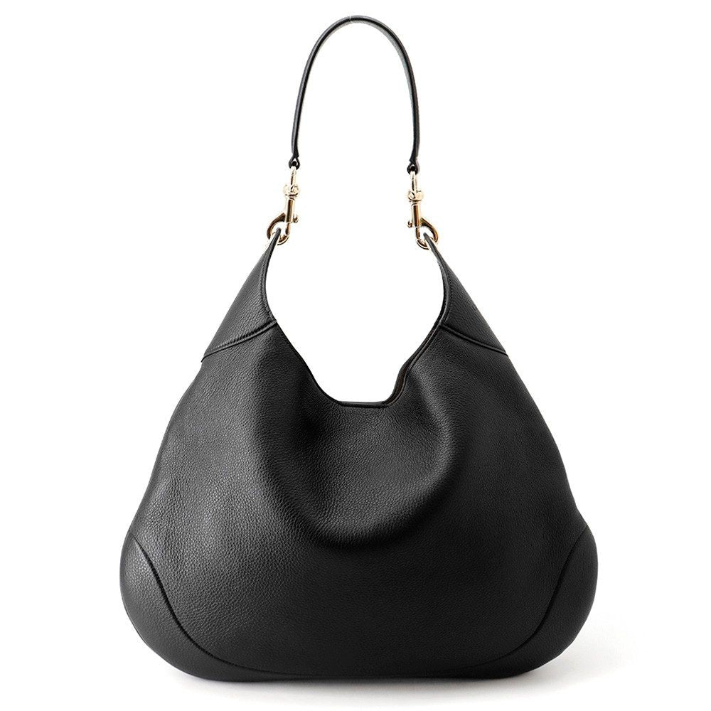 Gucci Shoulder Bag B Medium Leather 2-Way Black