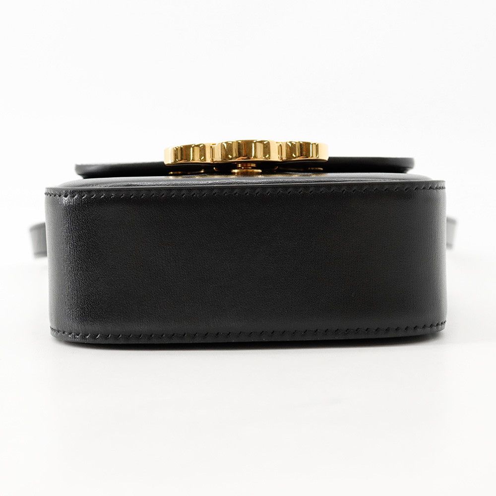 Celine Shoulder Bag Triomphe Mini Claude Shiny Calfskin Black — view 3