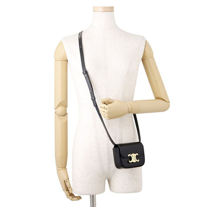 Celine Shoulder Bag Triomphe Mini Claude Shiny Calfskin Black — view 4
