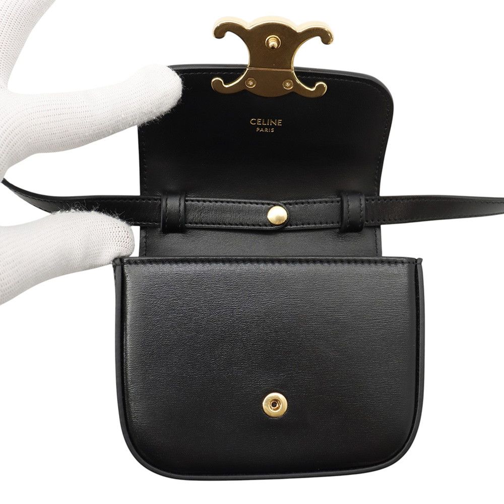 Celine Shoulder Bag Triomphe Mini Claude Shiny Calfskin Black — view 5