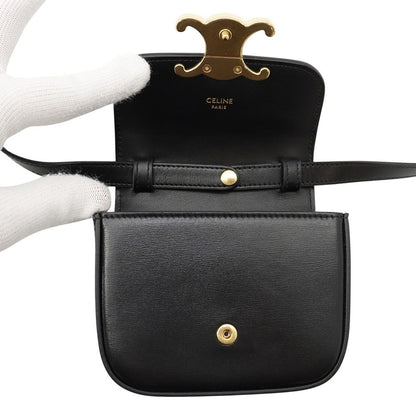 Celine Shoulder Bag Triomphe Mini Claude Shiny Calfskin Black — view 5