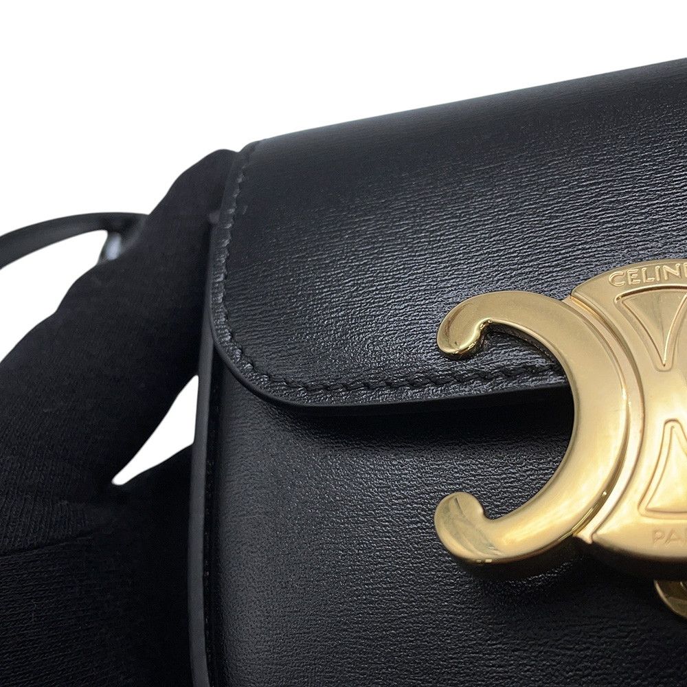 Celine Shoulder Bag Triomphe Mini Claude Shiny Calfskin Black — view 7