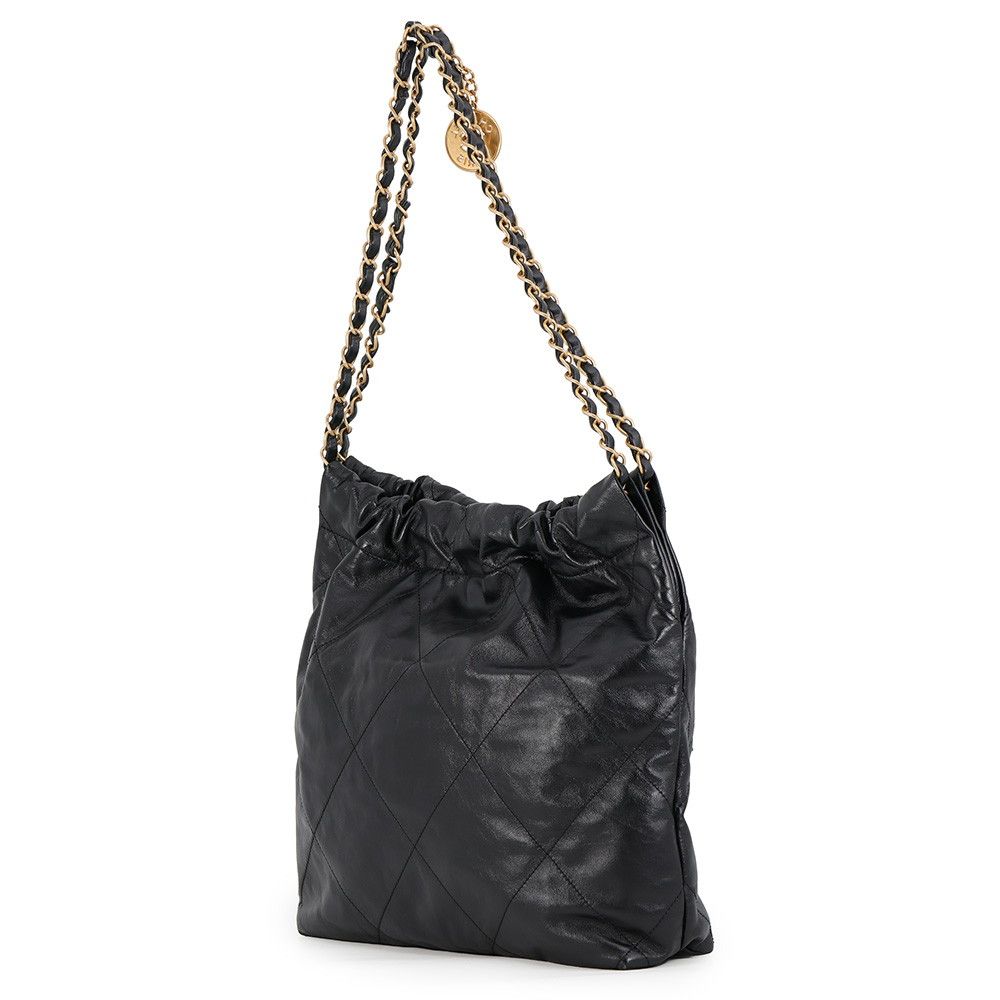 Chanel Handbag Quilted Chanel 22 Double Pocket Small Calfskin Black — view 2