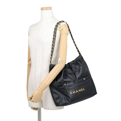 Chanel Handbag Quilted Chanel 22 Double Pocket Small Calfskin Black — view 4