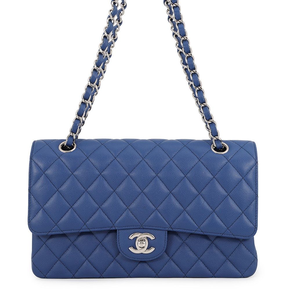 Chanel Chain Shoulder Bag Quilted 25 CC Logo Double Caviar Leather