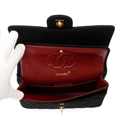 Chanel Chain Shoulder Bag Quilted 25 CC Logo Cotton Jersey Double Black — view 7