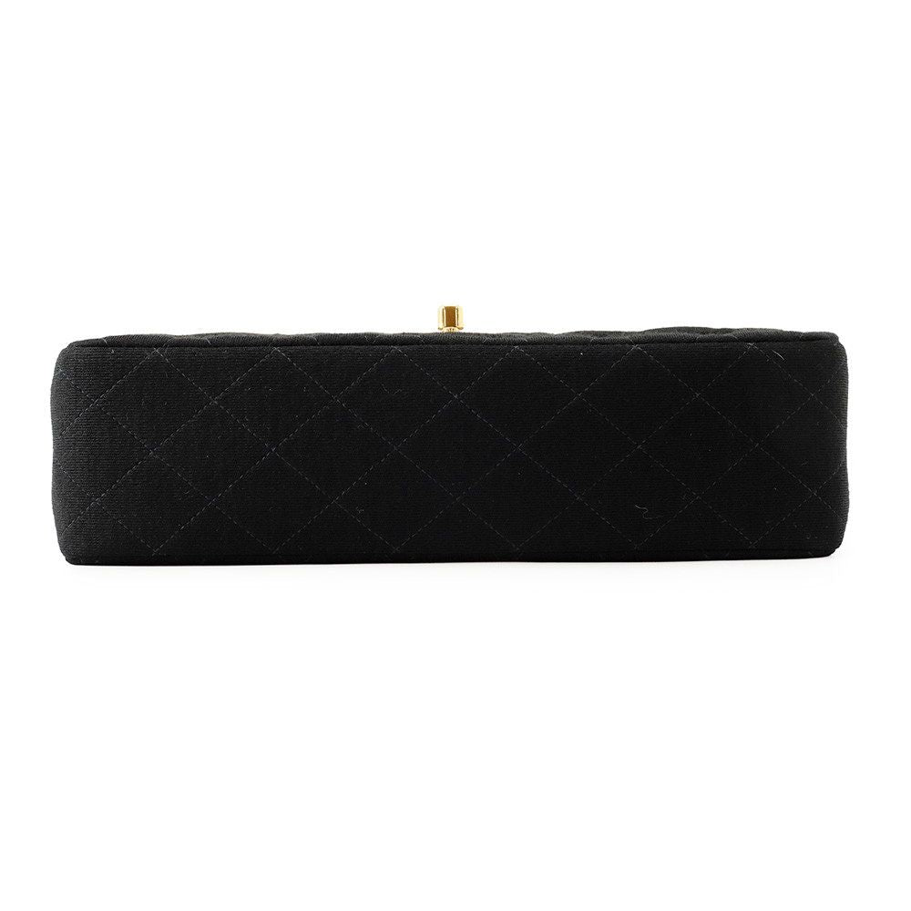 Chanel Chain Shoulder Bag Quilted 25 CC Logo Cotton Jersey Double Black — view 3
