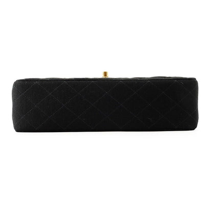 Chanel Chain Shoulder Bag Quilted 25 CC Logo Cotton Jersey Double Black — view 3