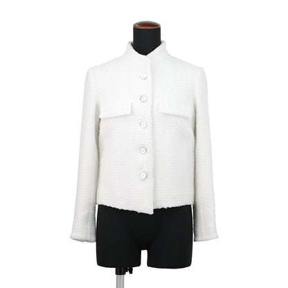 Chanel Jacket CC Logo Tweed Outer White 34