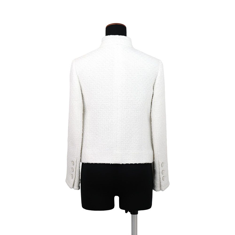 Chanel Jacket CC Logo Tweed Outer White 34 — view 2