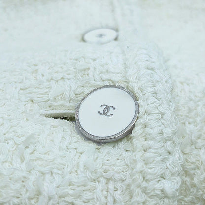 Chanel Jacket CC Logo Tweed Outer White 34 — view 5