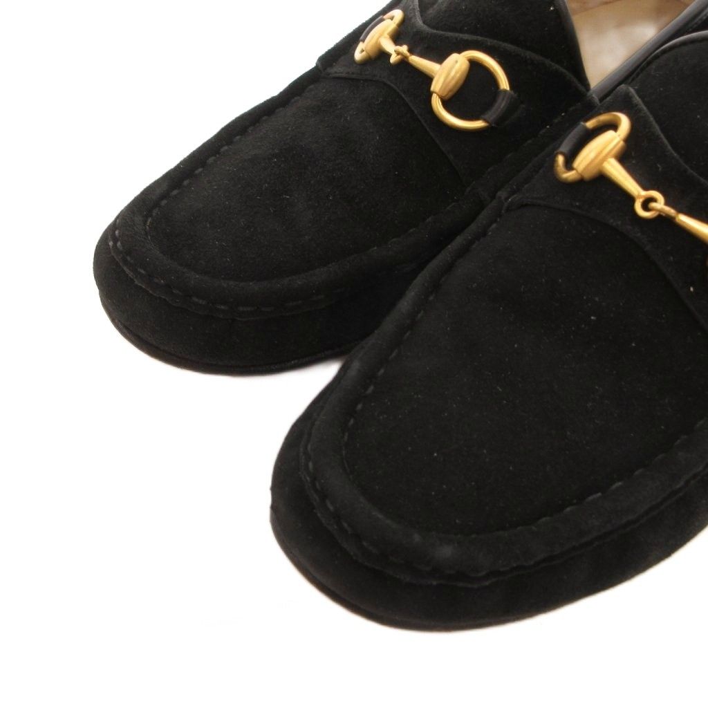 Gucci Loafers Slip-on Horsebit Suede Black — view 3