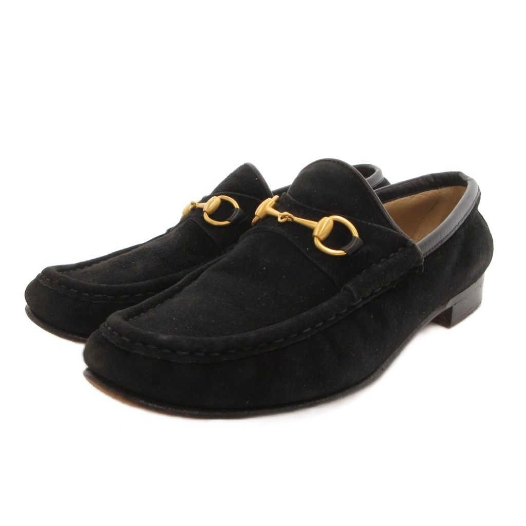 Gucci Loafers Slip-on Horsebit Suede Black