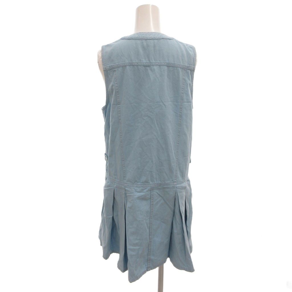 Miu Miu Denim Dress Zip-up Sleeveless Knee-Length Indigo 38 — view 2
