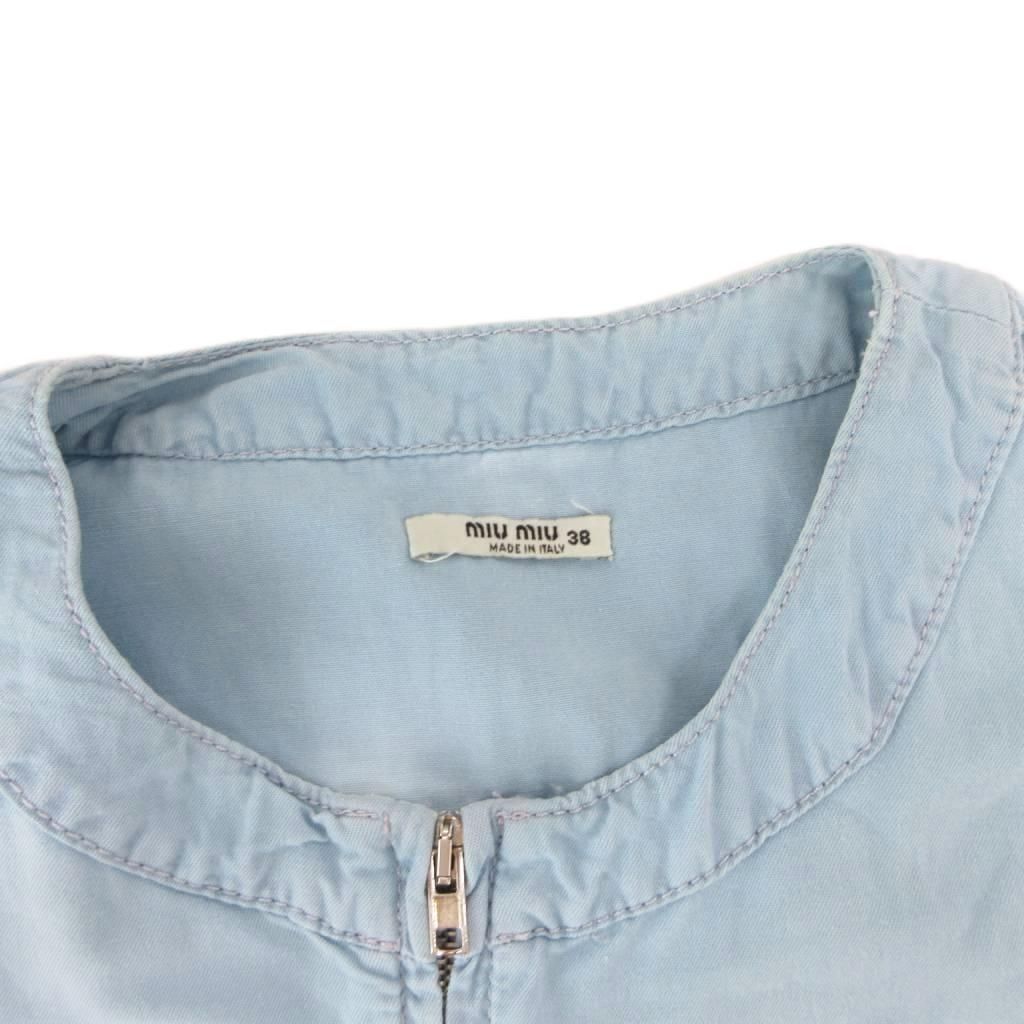 Miu Miu Denim Dress Zip-up Sleeveless Knee-Length Indigo 38 — view 5