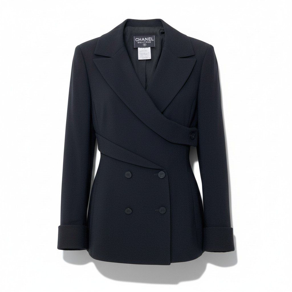 Chanel 98P Special Shape Tailored Jacket Vinatge Architectural Blazer Black
