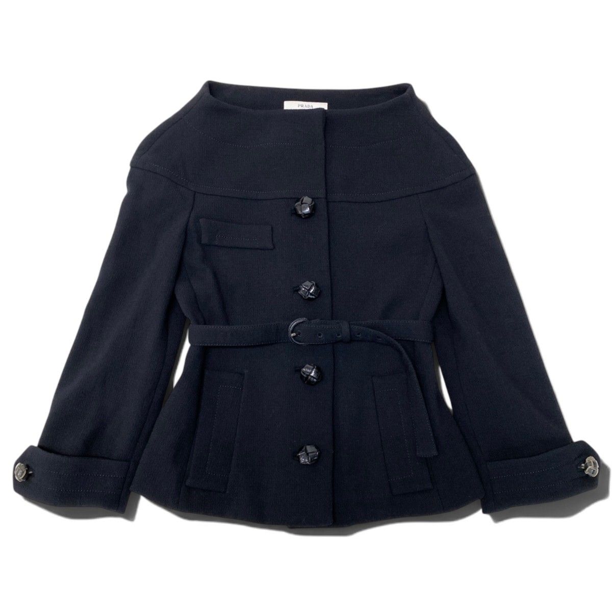 Prada Vintage Collarless Jacket Black — view 2