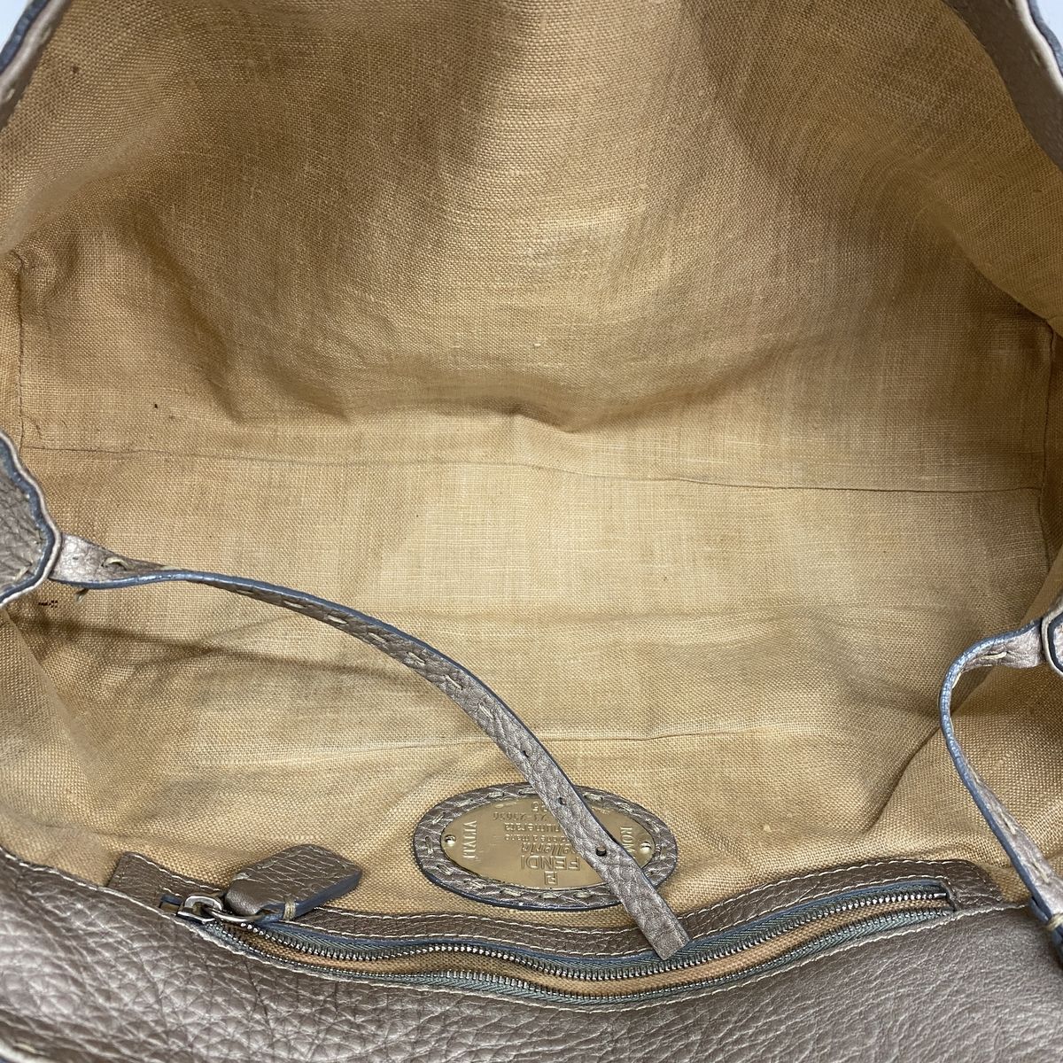 Fendi Tote Bag Selleria Leather Greige Silver — view 4