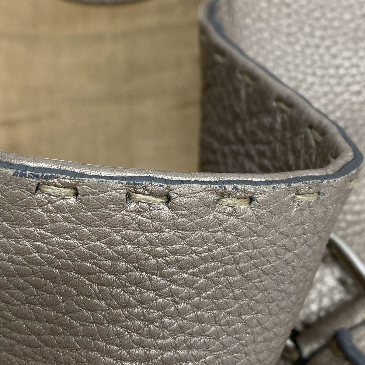 Fendi Tote Bag Selleria Leather Greige Silver — view 7