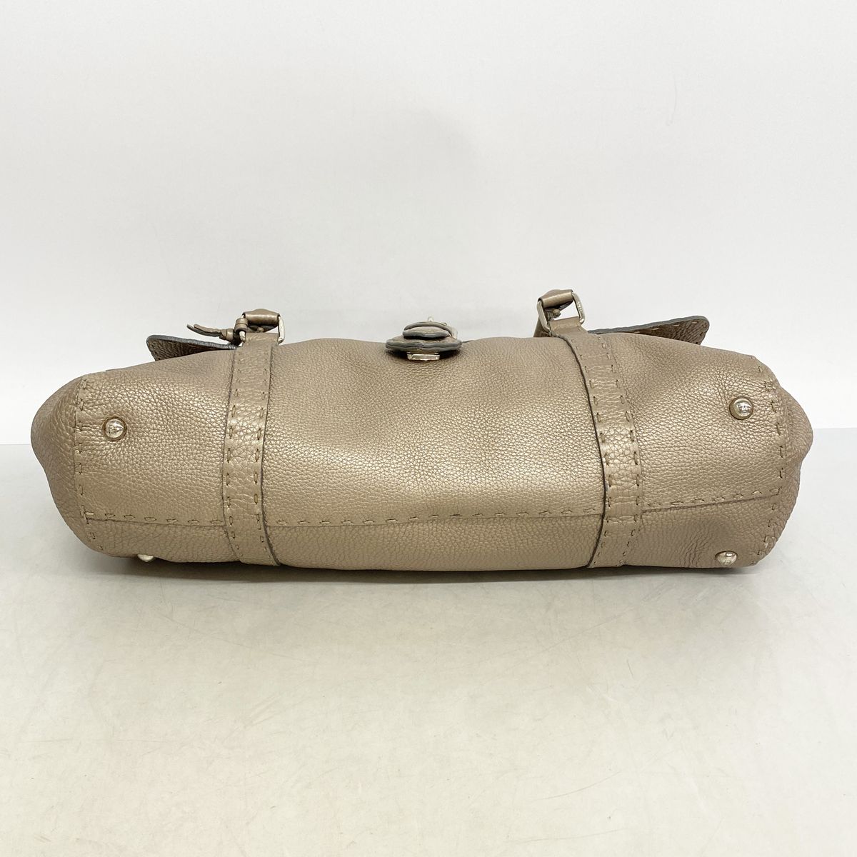 Fendi Tote Bag Selleria Leather Greige Silver — view 3