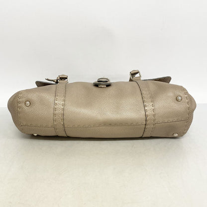 Fendi Tote Bag Selleria Leather Greige Silver — view 3