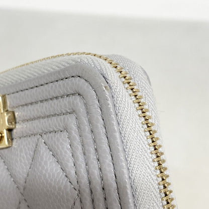 Chanel Coin Purse Boy Caviar Leather Gray Champagne Gold — view 5