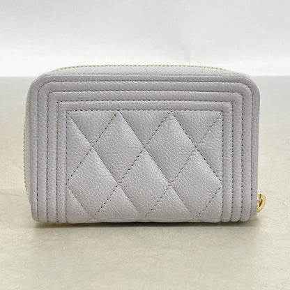 Chanel Coin Purse Boy Caviar Leather Gray Champagne Gold — view 7