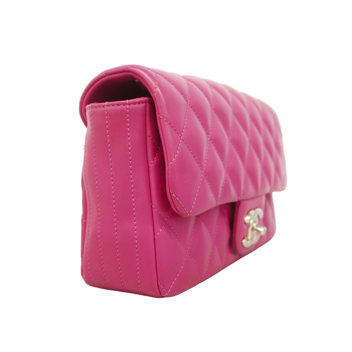 Chanel Shoulder Bag Quilted Lambskin Pink Silver — view 2