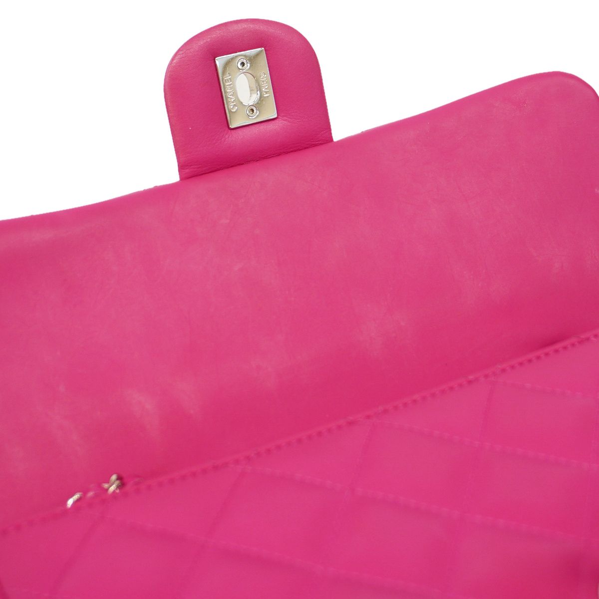 Chanel Shoulder Bag Quilted Lambskin Pink Silver — view 8
