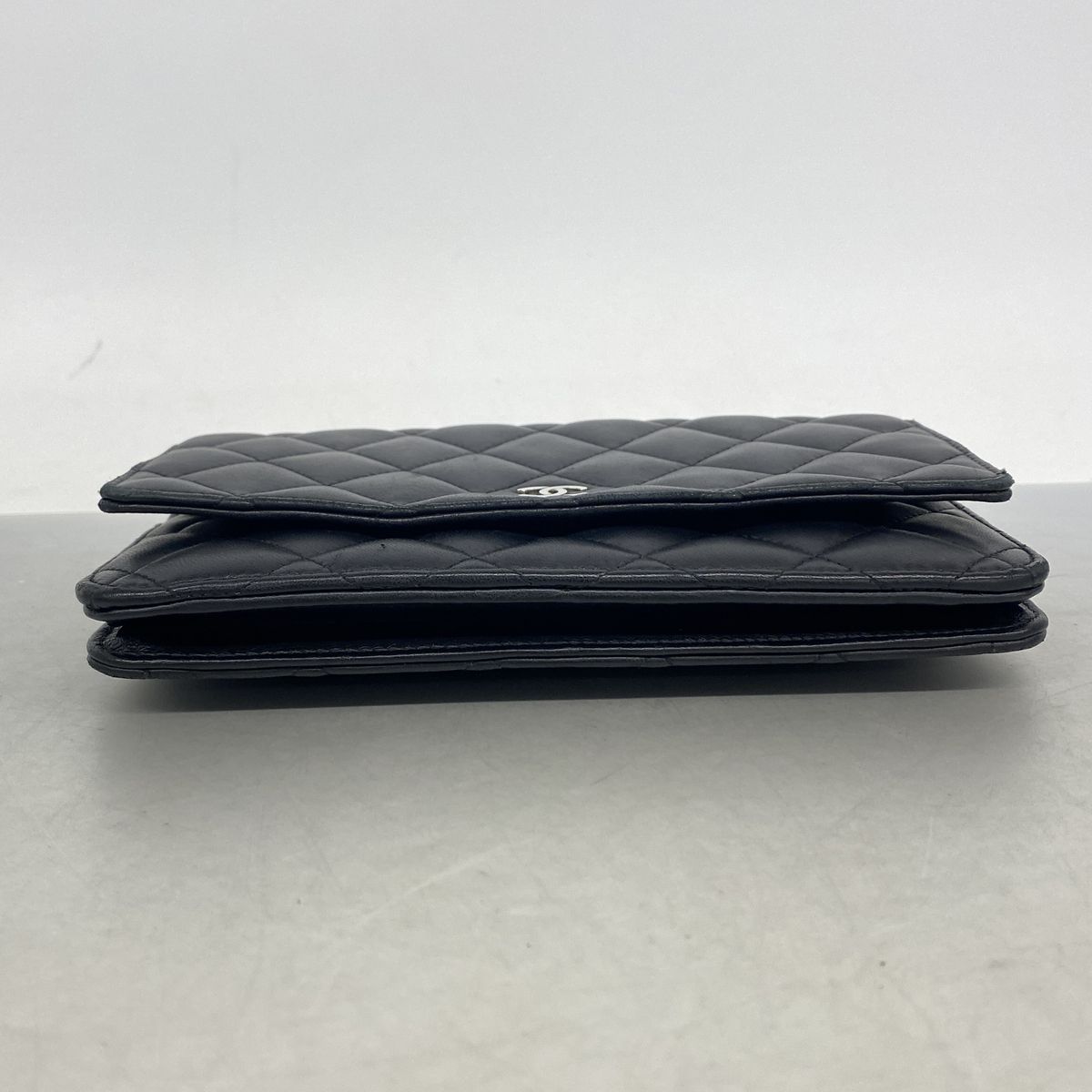 Chanel Wallet on Chain Quilted Lambskin Black Silver Shoulder Bag — view 3