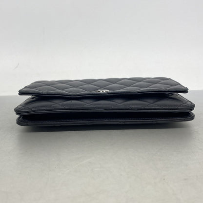 Chanel Wallet on Chain Quilted Lambskin Black Silver Shoulder Bag — view 3