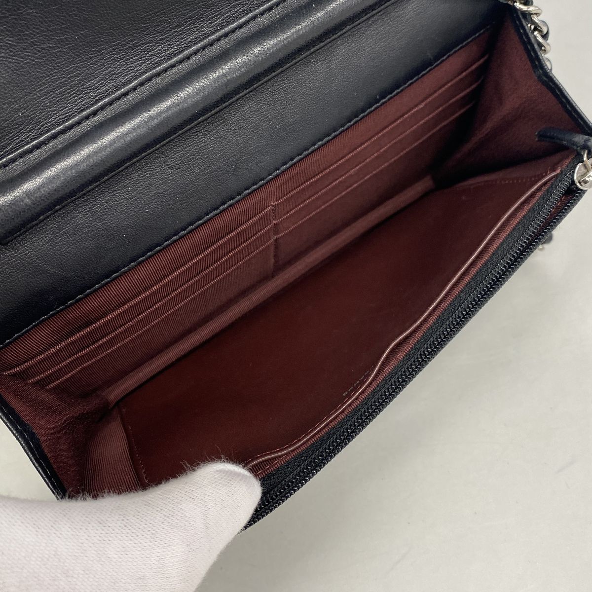 Chanel Wallet on Chain Quilted Lambskin Black Silver Shoulder Bag — view 4