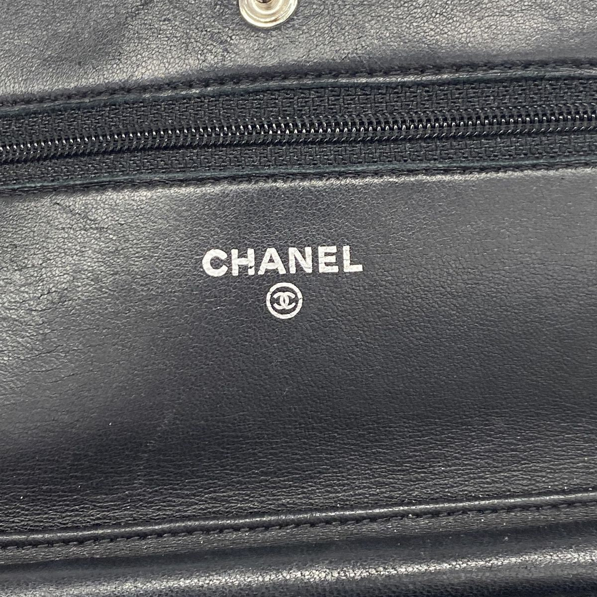 Chanel Wallet on Chain Quilted Lambskin Black Silver Shoulder Bag — view 5