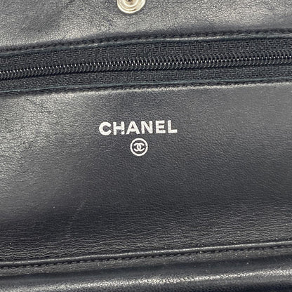 Chanel Wallet on Chain Quilted Lambskin Black Silver Shoulder Bag — view 5