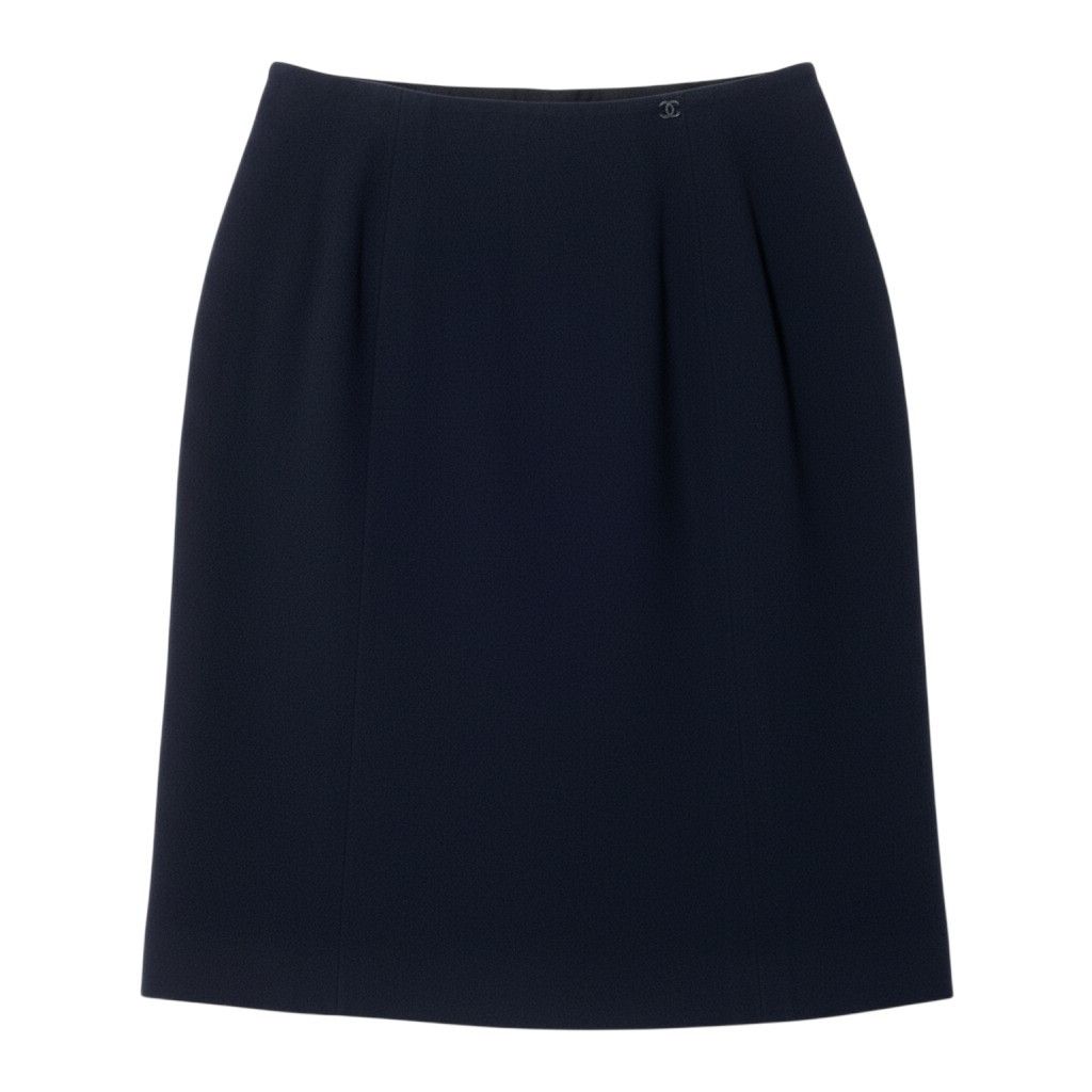 Chanel CC Logo Pencil Skirt Long Black 44