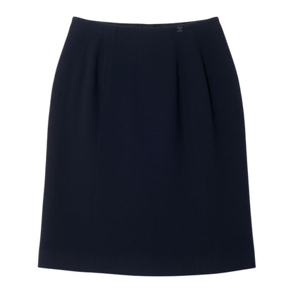 Chanel CC Logo Pencil Skirt Long Black 44