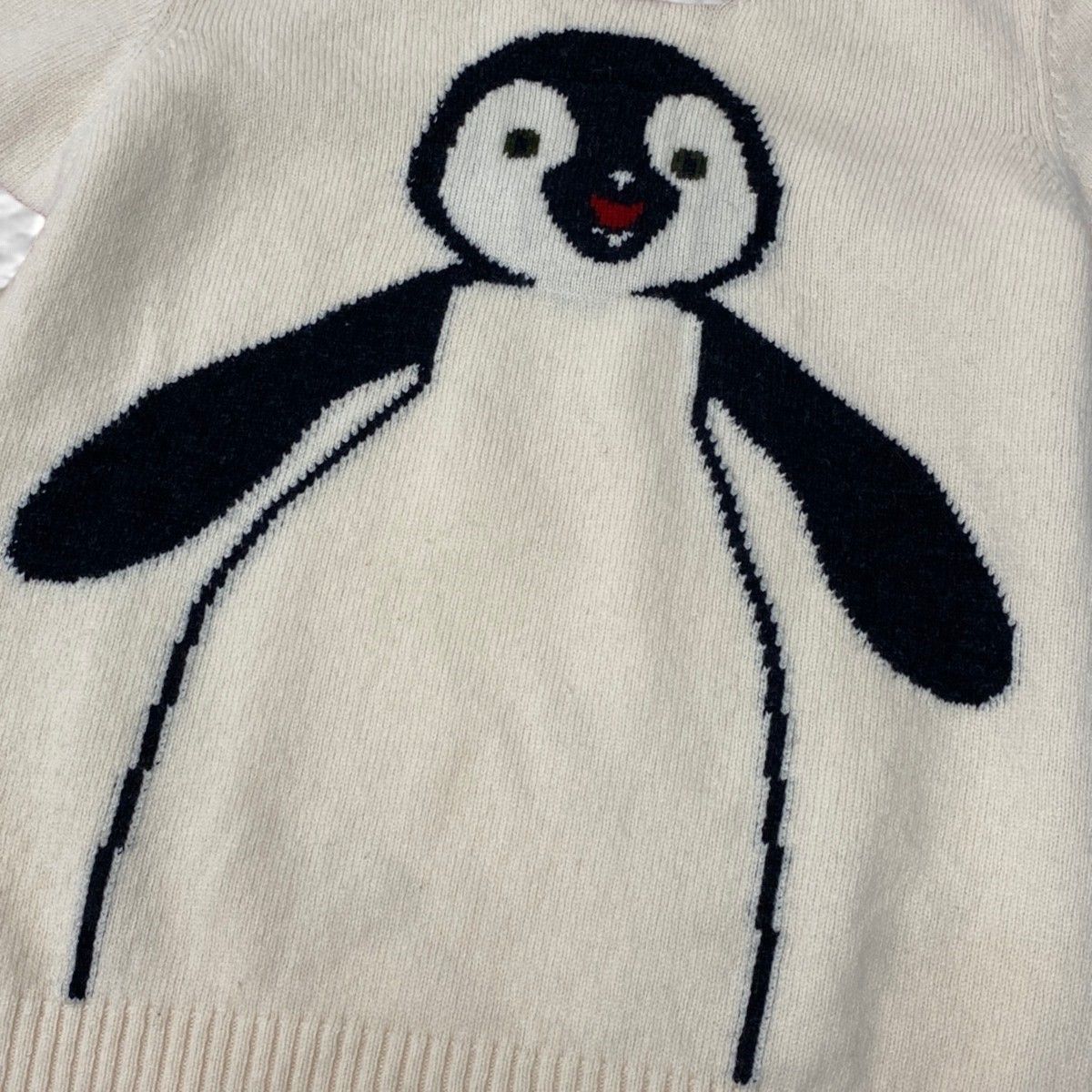 Chanel Knit Sweater Penguin Print Crew Neck Wool Ivory Red 42 — view 7