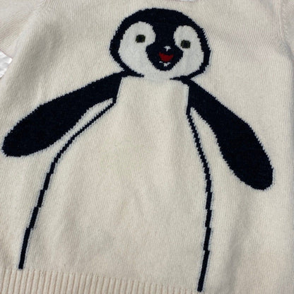 Chanel Knit Sweater Penguin Print Crew Neck Wool Ivory Red 42 — view 7
