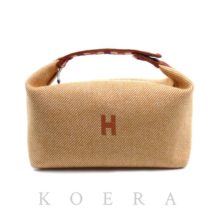 Hermes Brid-a-brac GM Pouch Orange Herringbone Cotton Canvas