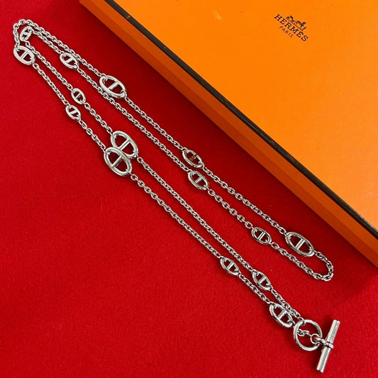 Hermes Farandole Necklace 925 Sterling Silver Long Chain
