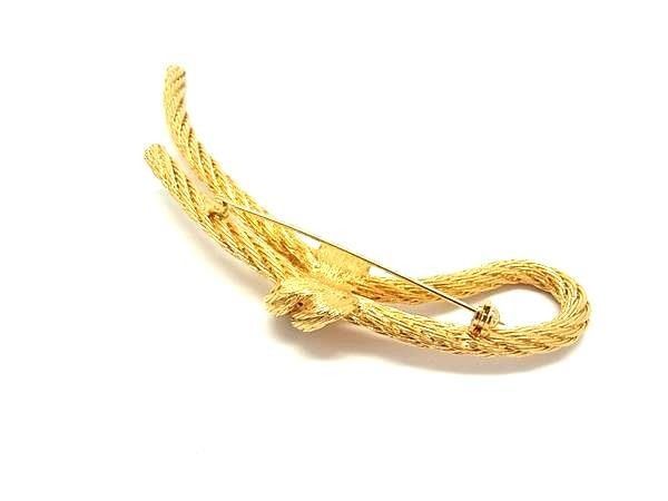 Dior Brooch Gold Metal Rhinestone Rope Motif — view 2
