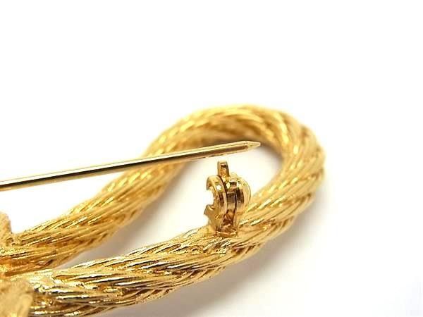 Dior Brooch Gold Metal Rhinestone Rope Motif — view 3