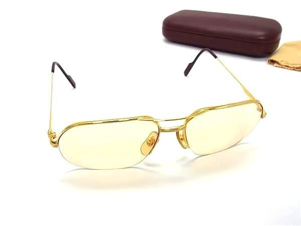 Cartier Sunglasses Gold Bordeaux Lens Clear Yellow Eyewear