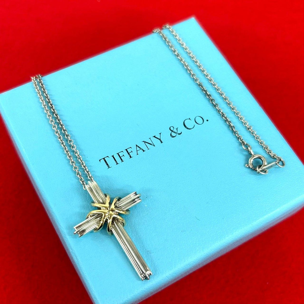 Tiffany & Co Signature Cross Necklace Silver Pendant