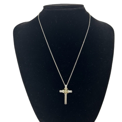 Tiffany & Co Signature Cross Necklace Silver Pendant — view 2