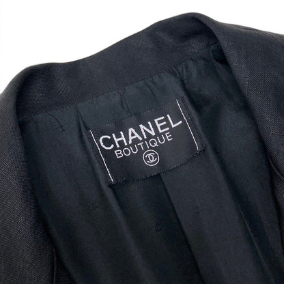 Chanel Boutique Tailored Jacket Gold Button Lining CC Logo Black — view 8