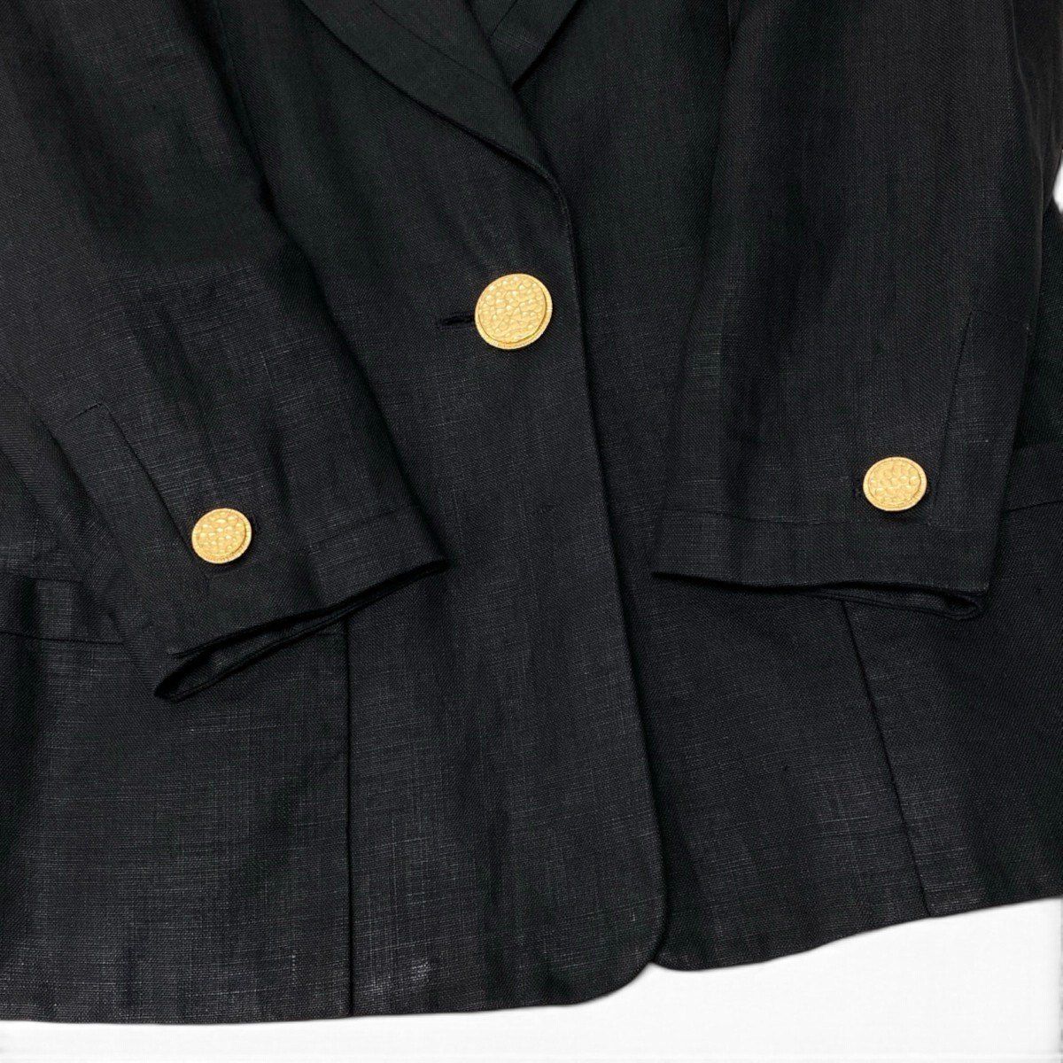 Chanel Boutique Tailored Jacket Gold Button Lining CC Logo Black — view 6