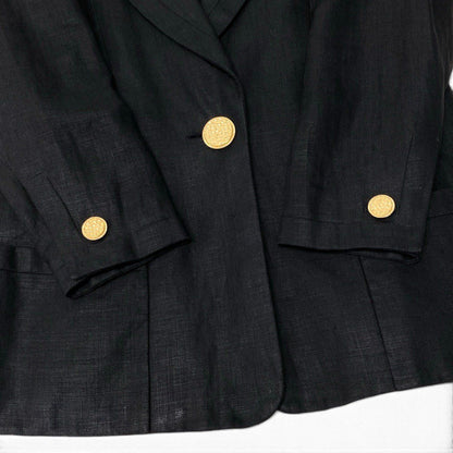 Chanel Boutique Tailored Jacket Gold Button Lining CC Logo Black — view 6