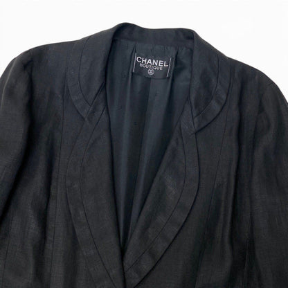Chanel Boutique Tailored Jacket Gold Button Lining CC Logo Black — view 5